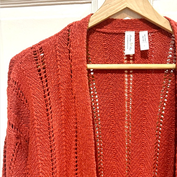 Meadow Rue Anthropologie Rust Open Knit Cardigan Sweater Boho Small (No Belt) - Picture 4 of 10